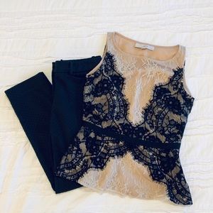 LOFT // Black & Blush Sleeveless Blouse